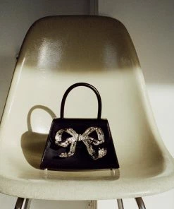 Self-portrait The Bow Mini In Black With Diamanté NEW ARRIVALS