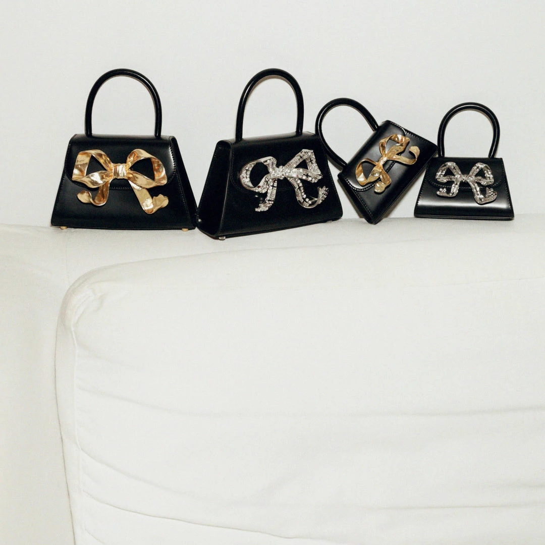 Self-portrait The Bow Mini In Black With Gold Hardware NEW ARRIVALS