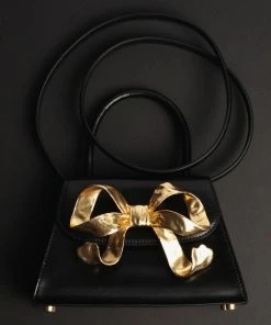 Self-portrait The Bow Mini In Black With Gold Hardware NEW ARRIVALS