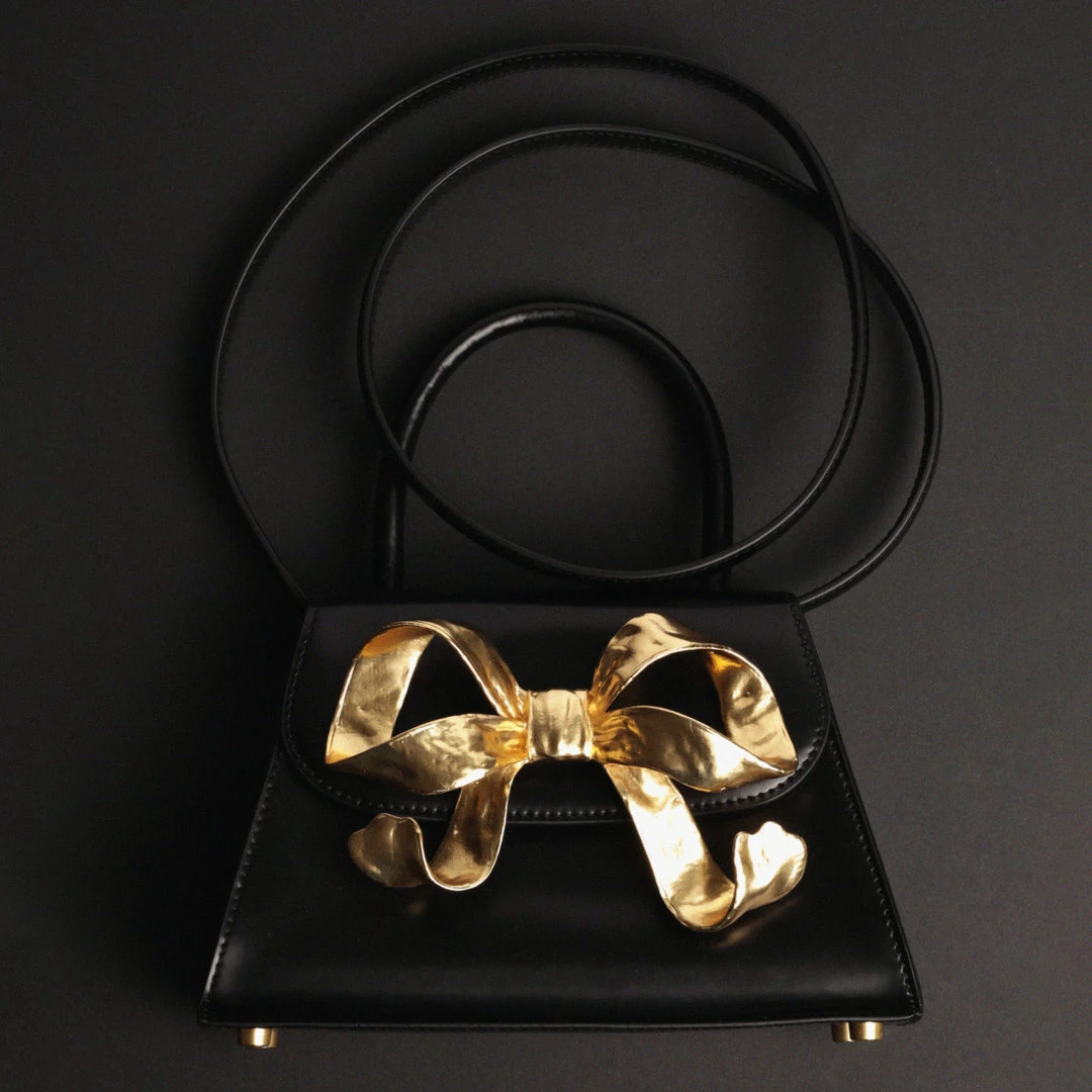 Self-portrait The Bow Mini In Black With Gold Hardware NEW ARRIVALS