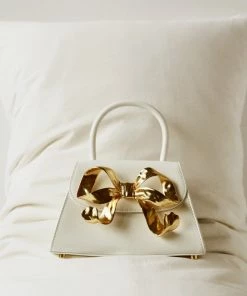 Self-portrait The Bow Mini In White With Gold Hardware