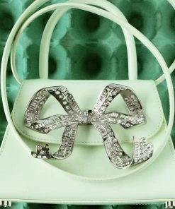 Self-portrait The Bow Mini In Pistachio With Diamanté