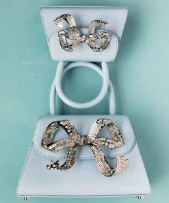 Self-portrait NEW ARRIVALS The Bow Mini In Blue With Diamanté