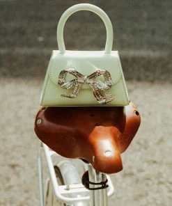 Self-portrait The Bow Micro In Pistachio With Diamanté NEW ARRIVALS