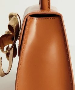 Self-portrait NEW ARRIVALS The Bow Mini In Tan With Gold Hardware