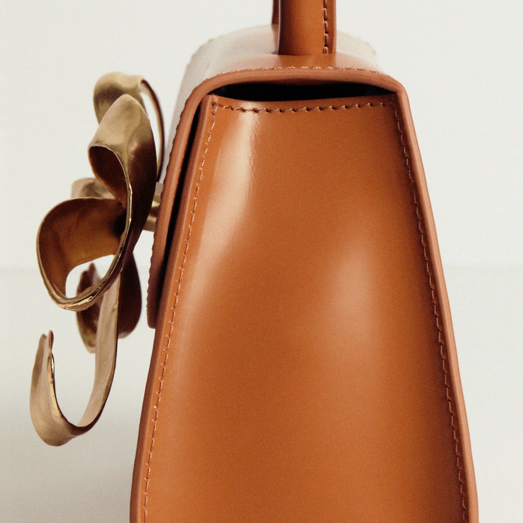 Self-portrait NEW ARRIVALS The Bow Mini In Tan With Gold Hardware