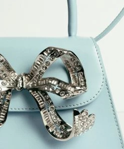Self-portrait NEW ARRIVALS The Bow Mini In Blue With Diamanté