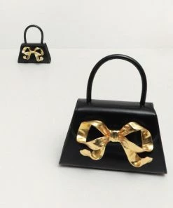 Self-portrait The Bow Micro In Black With Gold Hardware