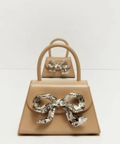 Self-portrait The Bow Mini In Caramel With Diamanté NEW ARRIVALS