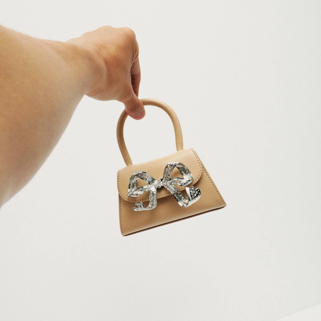 Self-portrait NEW ARRIVALS The Bow Micro In Caramel With Diamanté