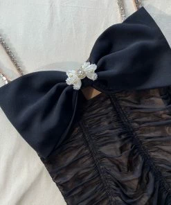 Self-portrait Black Power Mesh Midi Dress