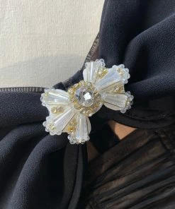 Self-portrait Black Power Mesh Midi Dress