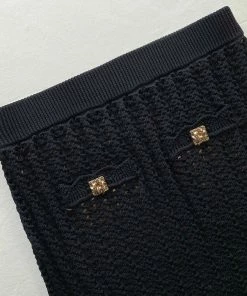 Self-portrait NEW ARRIVALS Black Crochet Knit Skirt