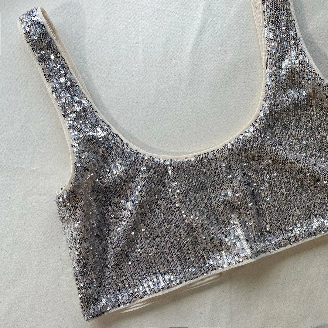 Self-portrait Stretch Sequin Top