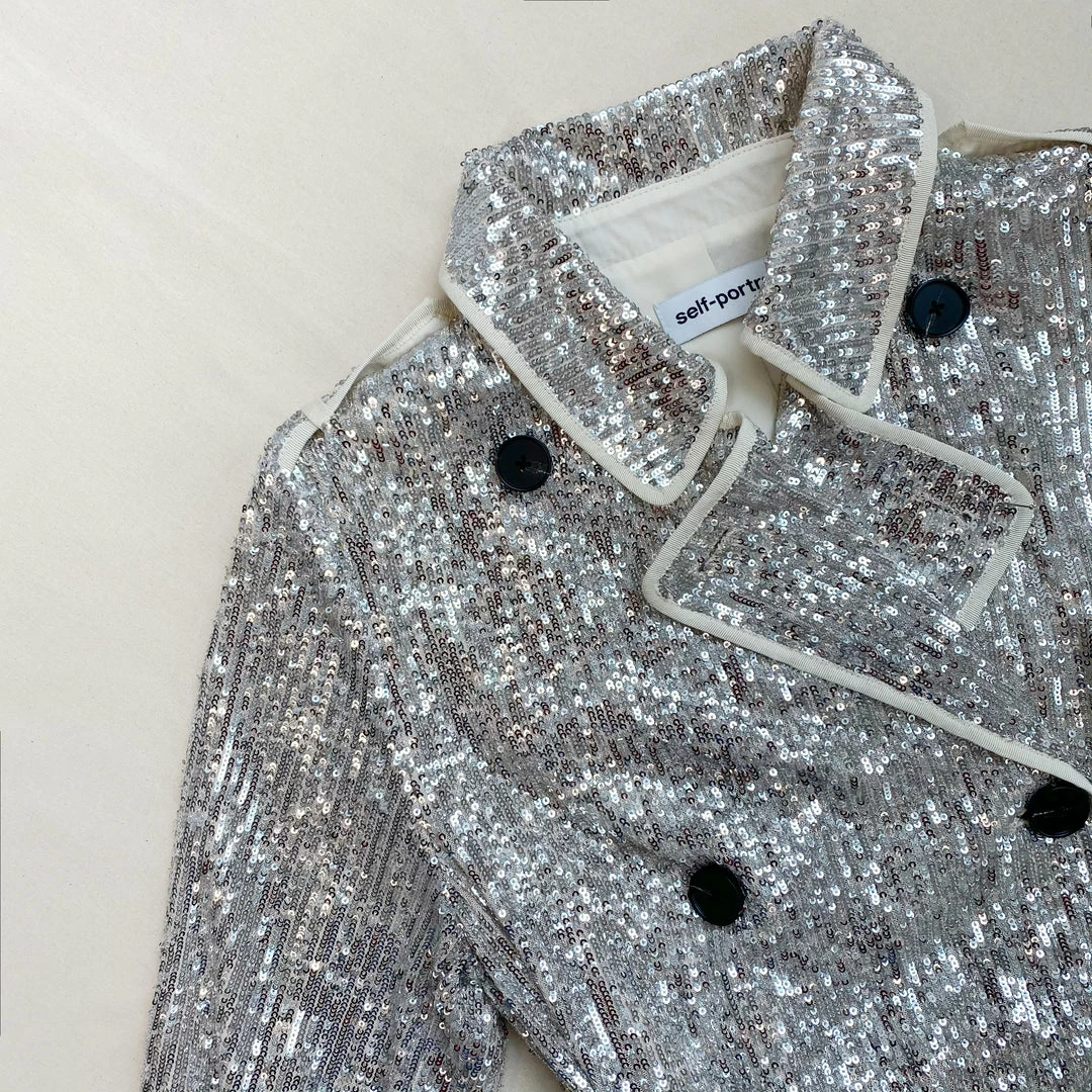 Self-portrait NEW ARRIVALS Stretch Sequin Coat