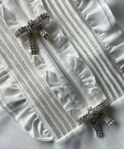 Self-portrait Ivory Ruffled Bib Top