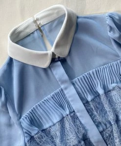 Self-portrait Pastel Blue Chiffon Midi Dress NEW ARRIVALS