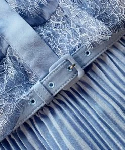 Self-portrait Pastel Blue Chiffon Midi Dress NEW ARRIVALS