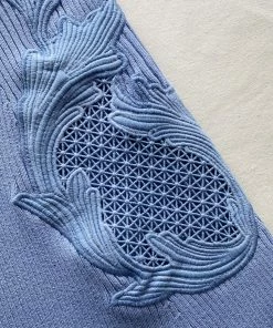 Self-portrait NEW ARRIVALS Pastel Blue Lace Insert Knit Mini Dress