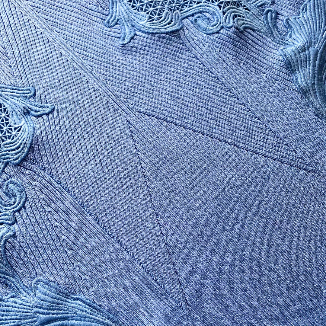 Self-portrait NEW ARRIVALS Pastel Blue Lace Insert Knit Mini Dress