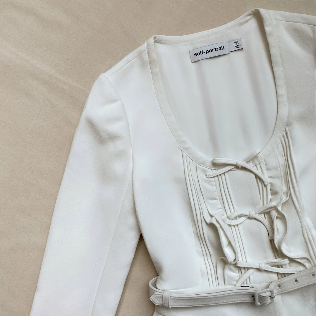 Self-portrait Ivory Crepe Mini Dress