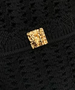 Self-portrait Black Crochet Knit Cardigan NEW ARRIVALS