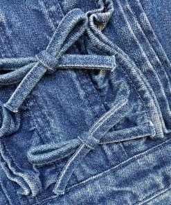 Self-portrait Dark Wash Denim Bow Playsuit NEW ARRIVALS