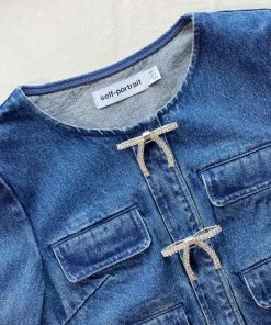 Self-portrait Dark Wash Denim Jacket