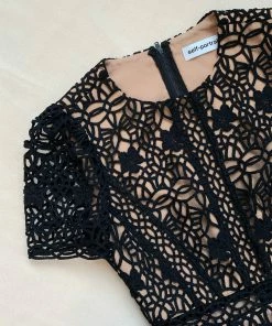Self-portrait Black Guipure Lace Midi Dress
