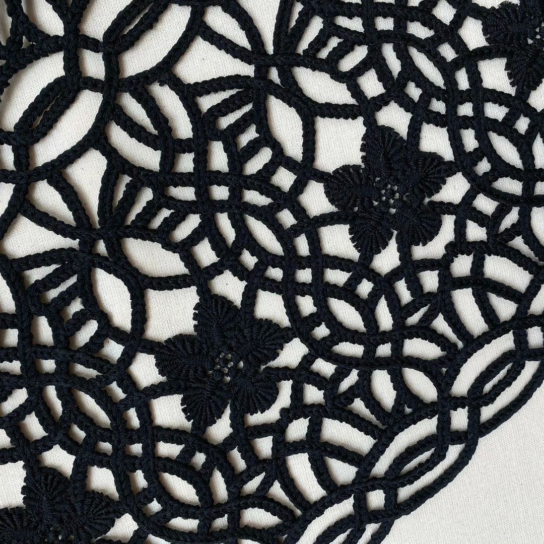 Self-portrait Black Guipure Lace Midi Dress