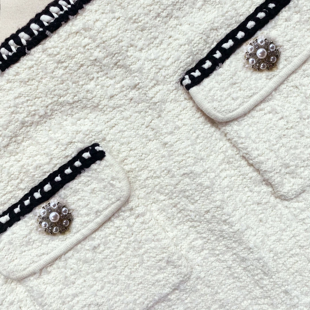 Self-portrait White Knit Mini Skirt