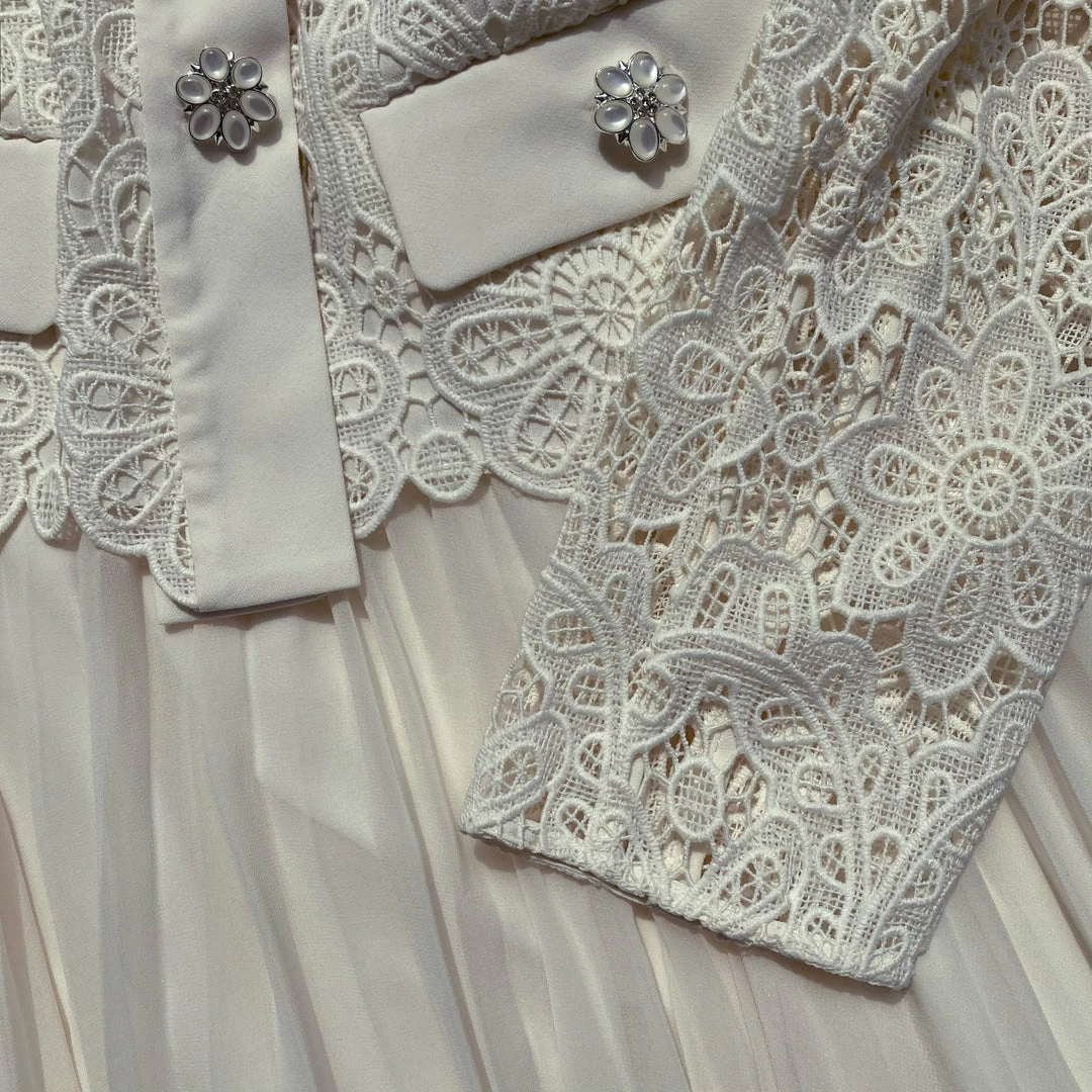 Self-portrait Ivory Floral Motif Guipure Midi Dress NEW ARRIVALS