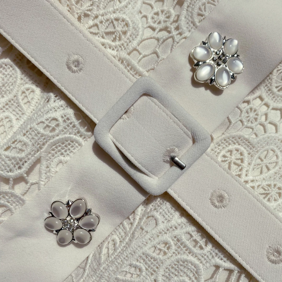 Self-portrait Ivory Floral Motif Guipure Midi Dress NEW ARRIVALS