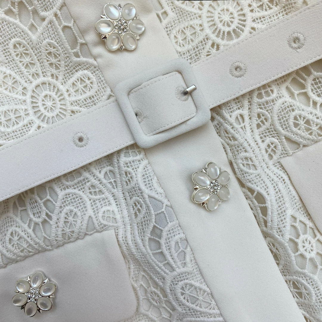 Self-portrait Ivory Floral Motif Guipure Mini Dress NEW ARRIVALS