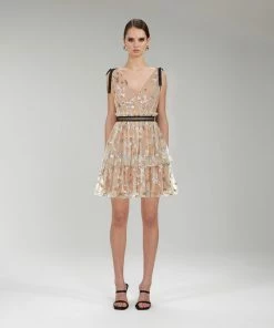 Self-portrait Dresses Star Embellished Mini Tiered Dress