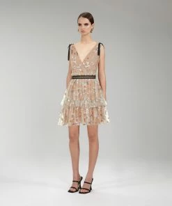 Self-portrait Dresses Star Embellished Mini Tiered Dress