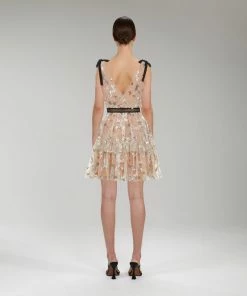 Self-portrait Dresses Star Embellished Mini Tiered Dress