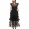 Self-portrait READY TO WEAR Black Grid Sequin Tiered Midi Dress