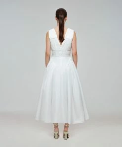 Self-portrait White Bow Detail Midi Dress READY TO WEAR