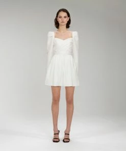 Self-portrait White Taffeta Mini Dress