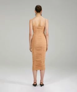 Self-portrait Nude Power Mesh Midi Dress NEW ARRIVALS