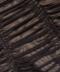 Self-portrait Black Power Mesh Long Sleeve Midi Dress