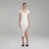Self-portrait NEW ARRIVALS Ivory Stretch Crepe Midi Dress