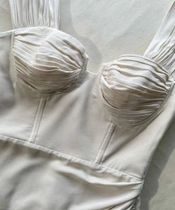 Self-portrait NEW ARRIVALS Ivory Stretch Crepe Midi Dress