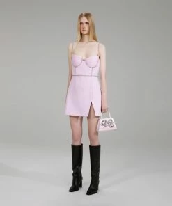 Self-portrait Pink Chiffon And Crepe Mini Dress NEW ARRIVALS