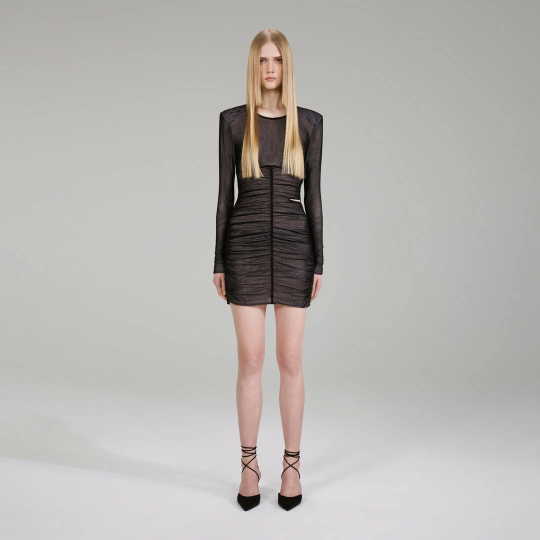 Self-portrait Double Mesh Mini Dress