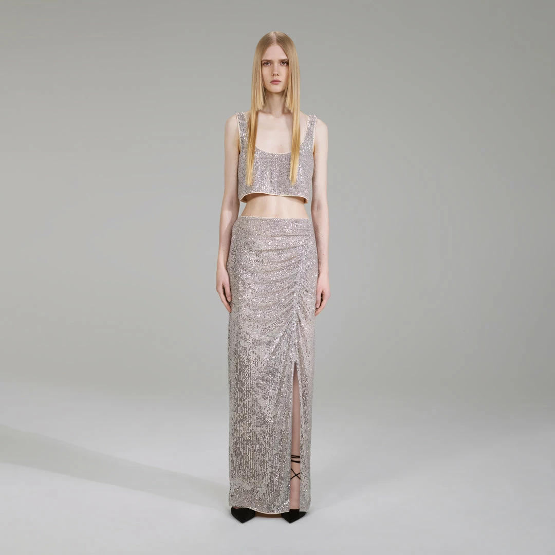 Self-portrait Stretch Sequin Maxi Skirt NEW ARRIVALS