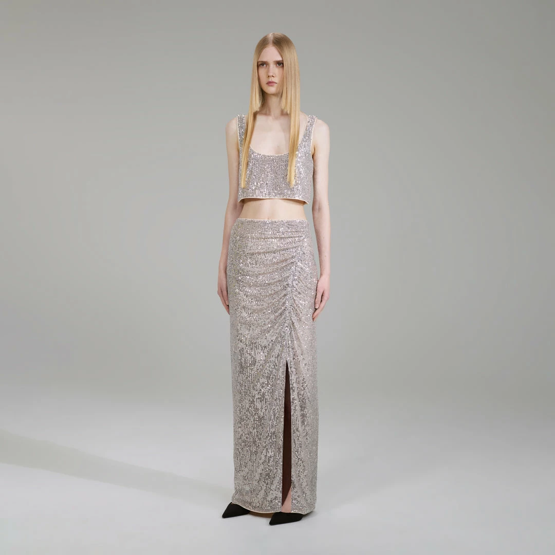 Self-portrait Stretch Sequin Maxi Skirt NEW ARRIVALS