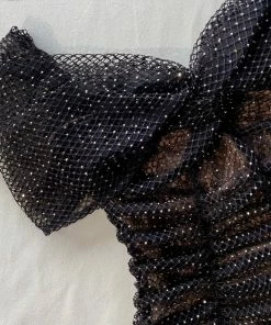 Self-portrait NEW ARRIVALS Diamante Fishnet Off Shoulder Top