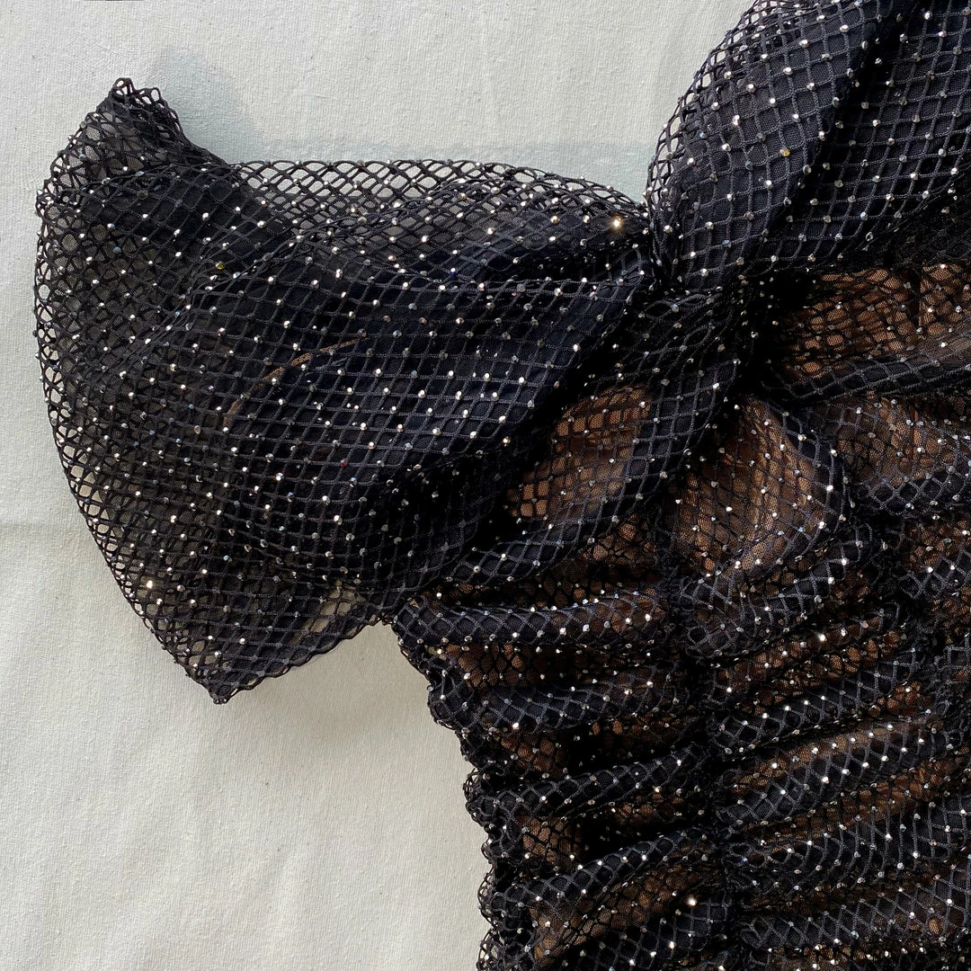 Self-portrait NEW ARRIVALS Diamante Fishnet Off Shoulder Top